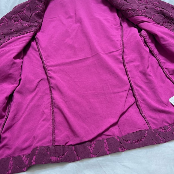 CAbi Frolic Blazer Jacket Lace Overlay Raspberry Size 6 - Picture 7 of 9